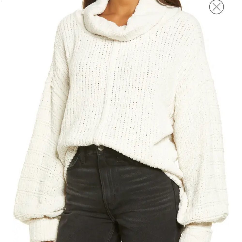 NEW Free People Be Yours Cowl Neck Sweater in Vanilla Bean XS